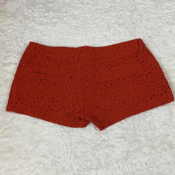 Volcom low rise burnt orange crochet overlay dressy shorts, size 0 - Picture 2 of 12
